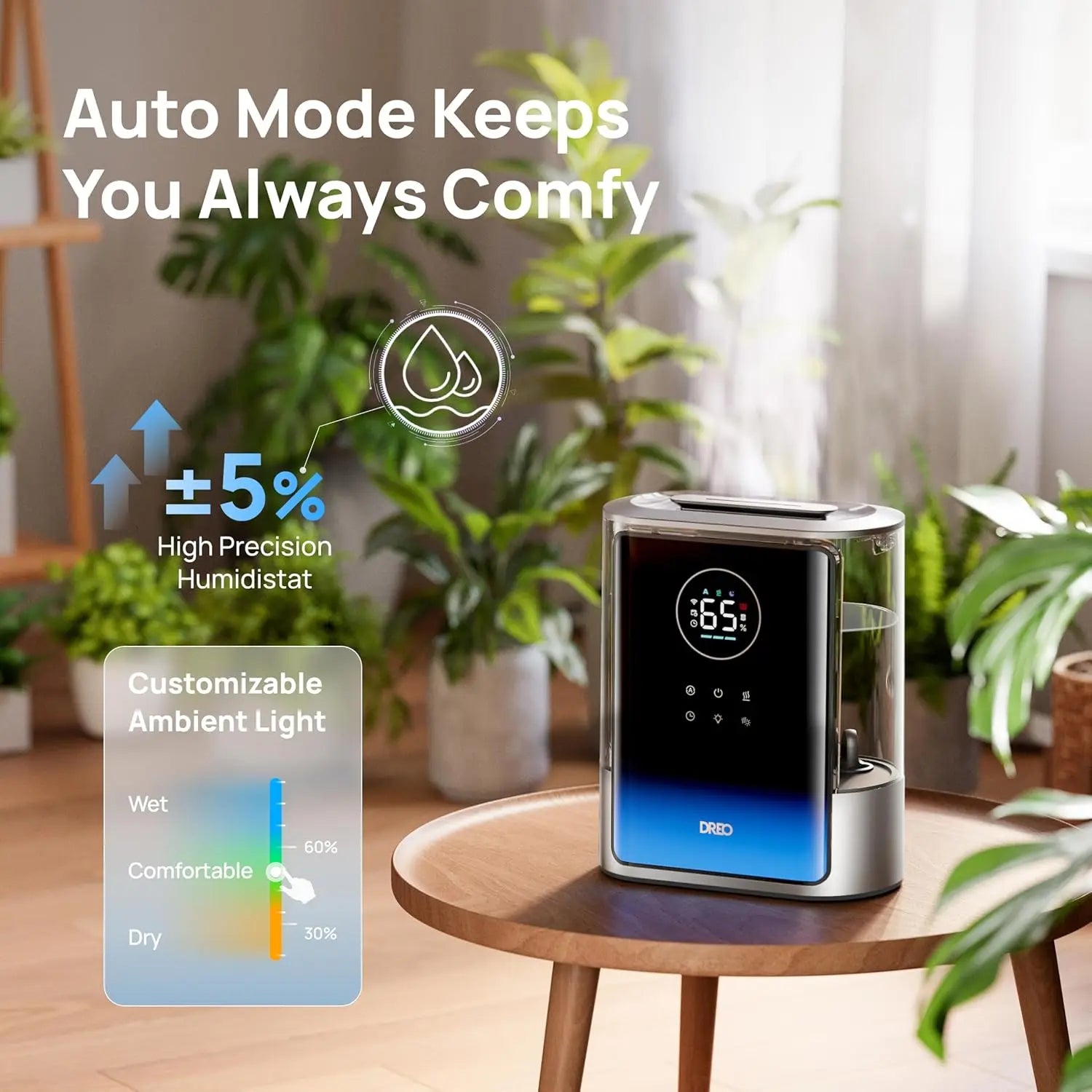 8L Smart Humidifier for Large Rooms 600ft², 80H Runtime with Warm/Cool Mist, 28dB Quiet for Bedroom Baby Home Plants
