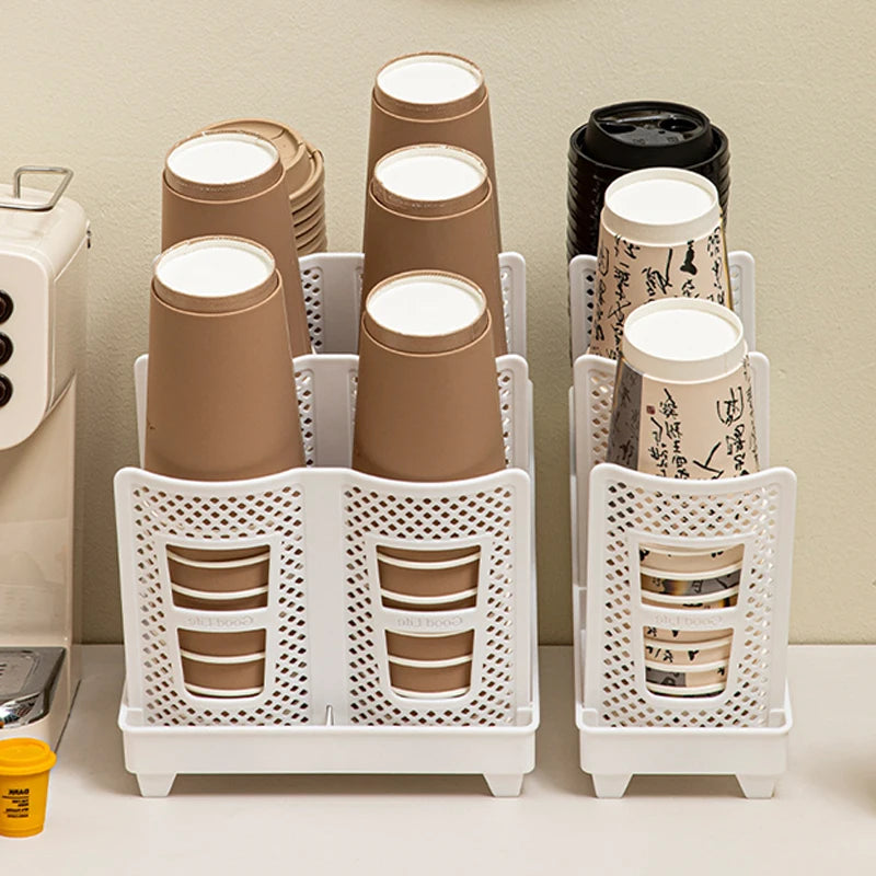 Disposable Cup Holder Coffee Paper Cup Dispenser Storage Rack Tea Shop Organizers Luxury Disposable Cup Storage Holder