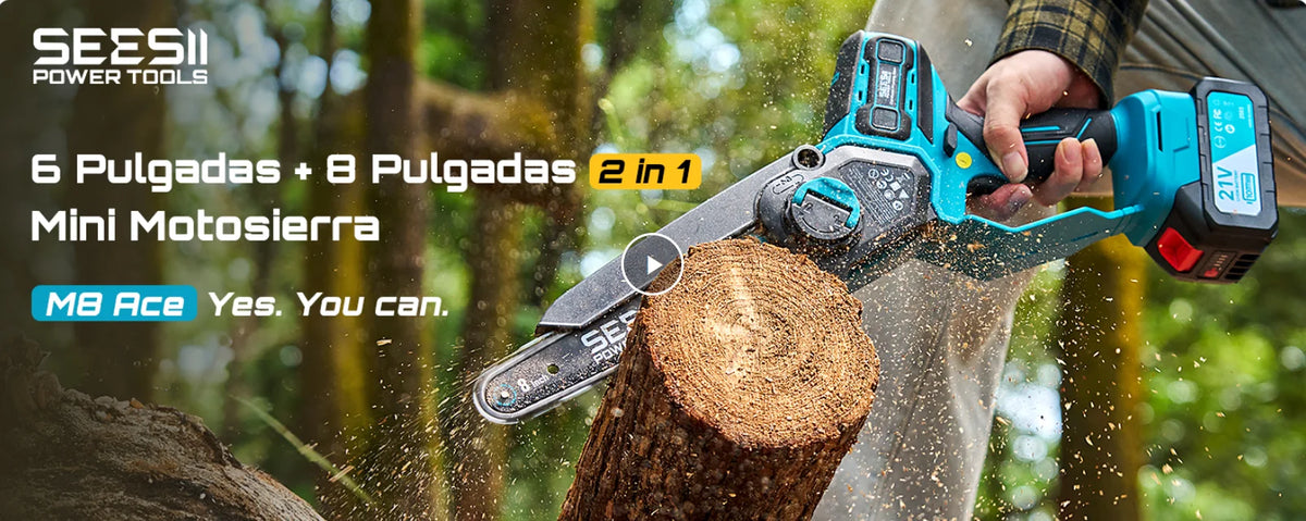 SEESII 6&8'' Brushless Electric Chainsaw 1000W Cordless Electric Saw Woodworking Garden Pruning Tools For Makita 18V Battery Pin