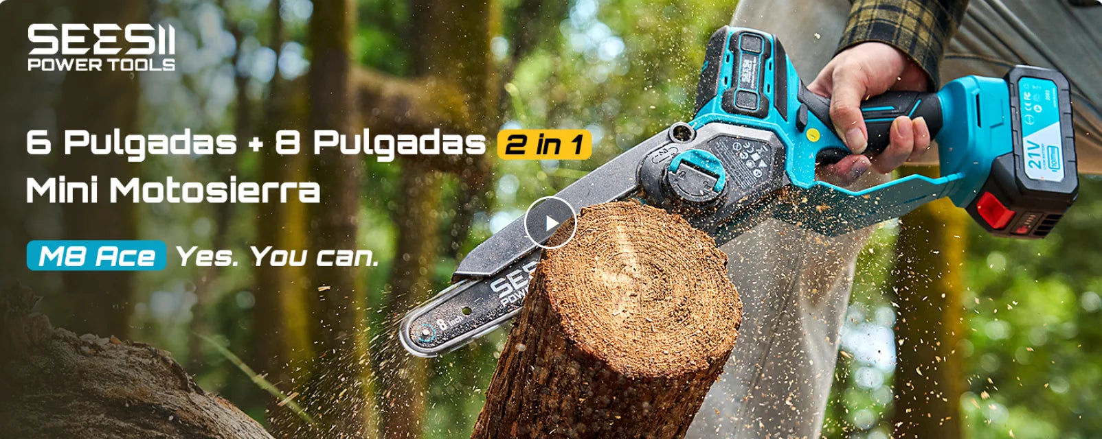 Seesii 6&8'' Brushless Cordless Electric Saw 1000W Electric Chainsaw Woodworking Garden Pruning Tools For Makita 18V Battery Pin