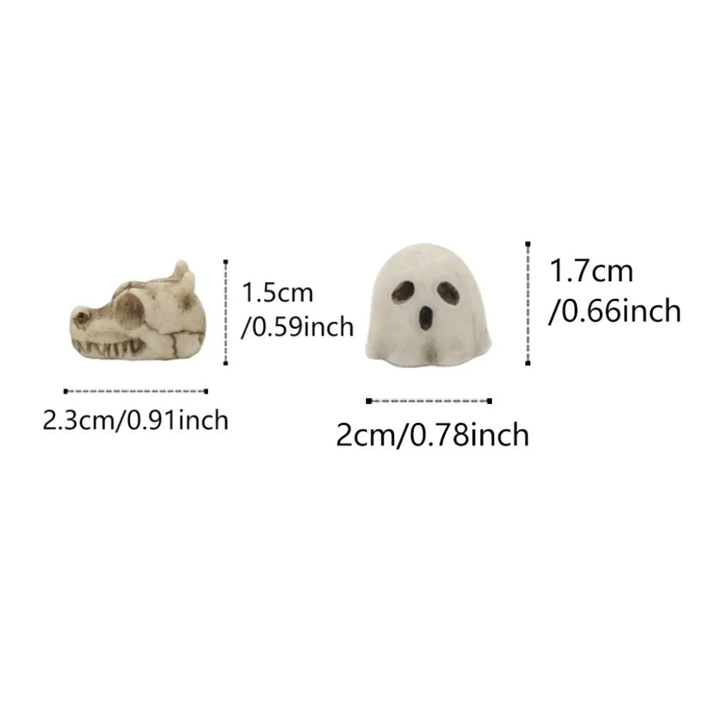 Resin Halloween Ghost Decoration Cute Mini Joy Garden Ghost Ornament Creative White Skull Statue Decorations Desktop Decoration
