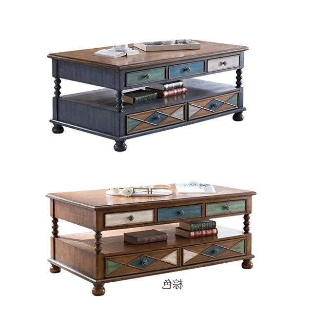 Vintage Home Furniture Coffee Table 2019 Wooden with Shelf for Living Room