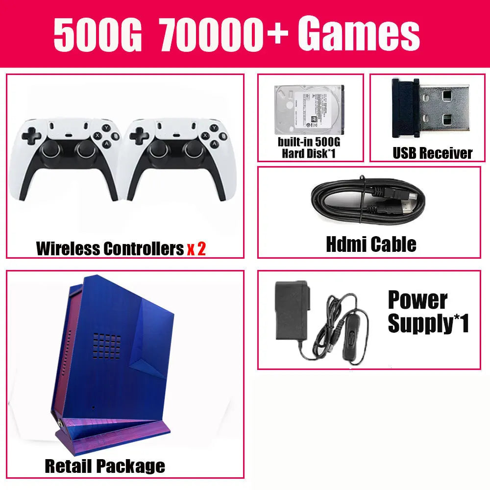 G3 Pro Retro Video Game Console Dual System with 99999+Games for SWITCH/PS3/WIIU/WII/PS2 60+Emulators 2/4T Wireless Controllers