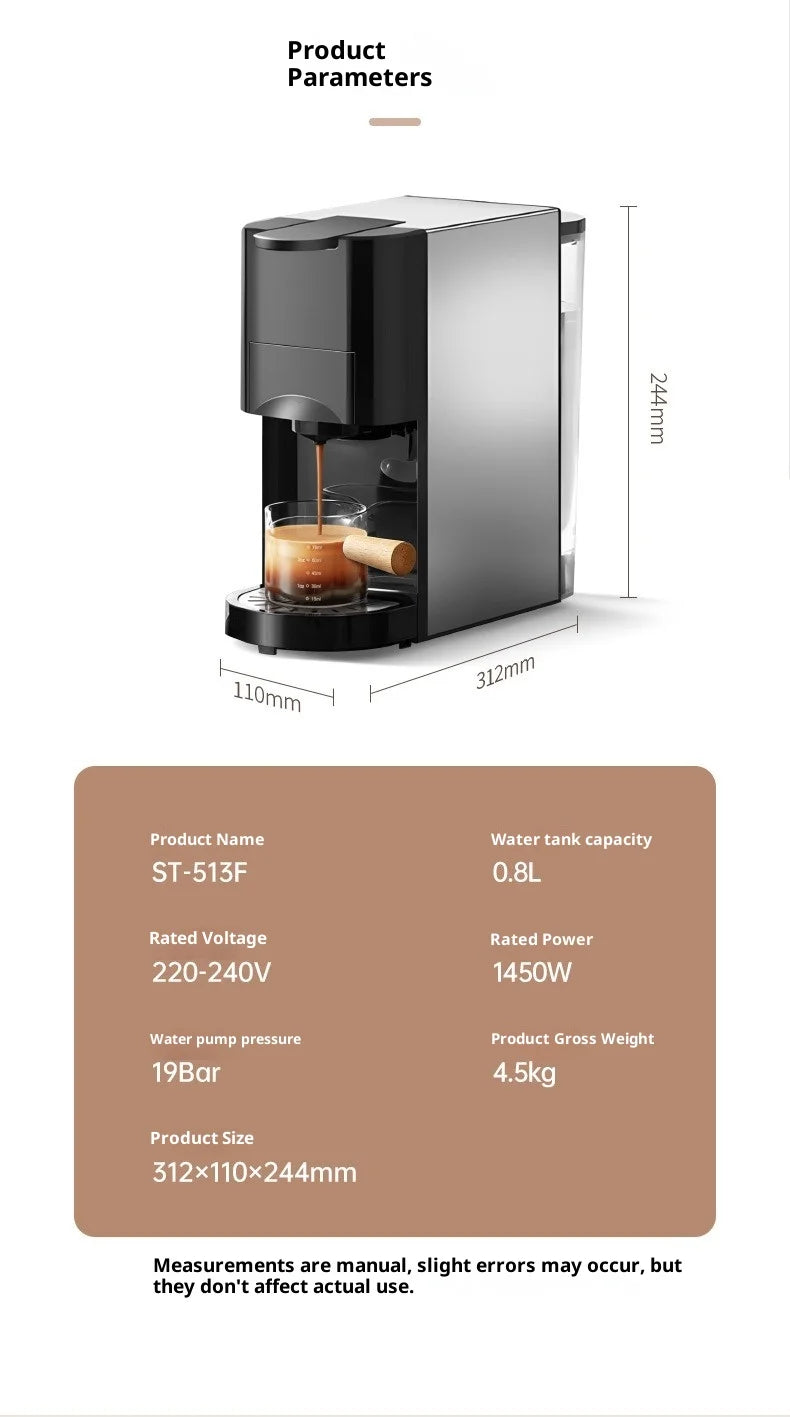 3 in 1 Multifunction Espresso Machine  Nespresso Capsule Coffee Machine Maker for Home Use