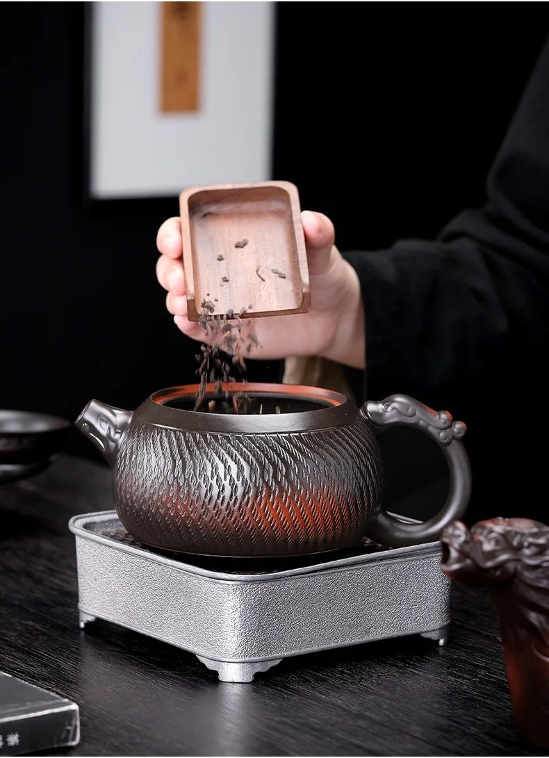 Household Xishi Pot Purple Pottery Pot Kung Fu Tea Set Large-capacity Purple Clay Pot Handmade Jumping Knife Craft