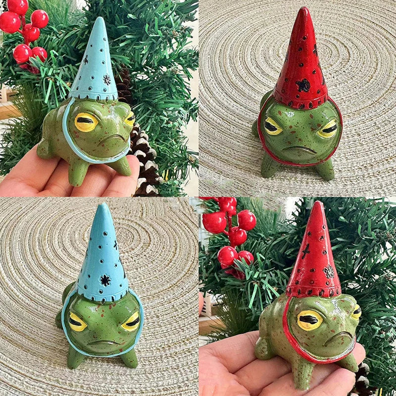 Frog Statues For Garden Witch Hat Little Frog Statue Resin Figurine Outdoor Yard Art Sculpture Hand-Painted Bonsai Ornament