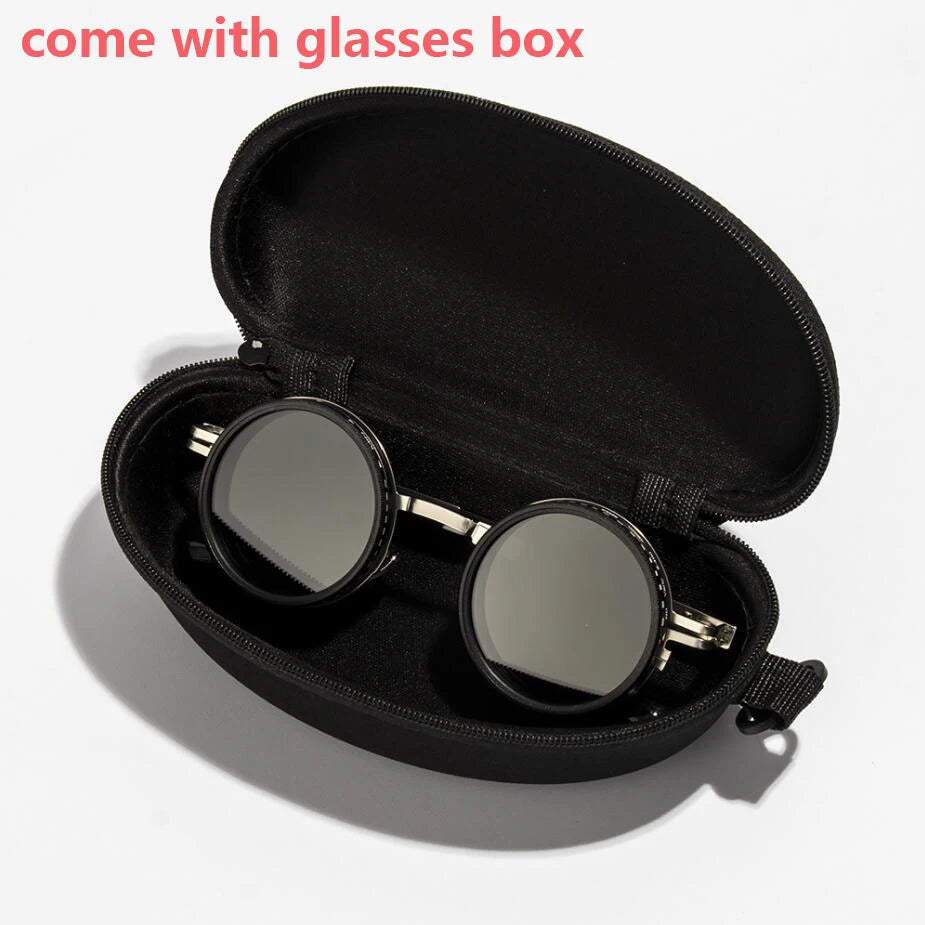 Polarized Round Sunglasses ND9 Adjustable Dimming Sun Glasses Men Women Retro Punk Men's Fishing Eyeglasses Outdoor Shades UV400
