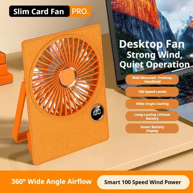 Portable Mini Desk Fan Office Wall Mounted Digital Display High Speed Brushless Motor Type-C Rechargeable Long Battery