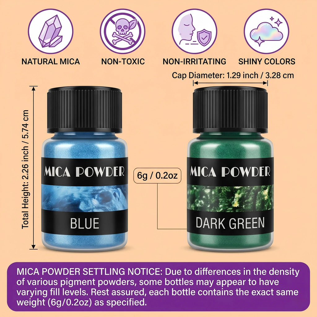 24Colors/Sets mica powder pigments, suitable for DIY resin, plaster, and candle molds; pearlescent resin pigments; jewelry-makin