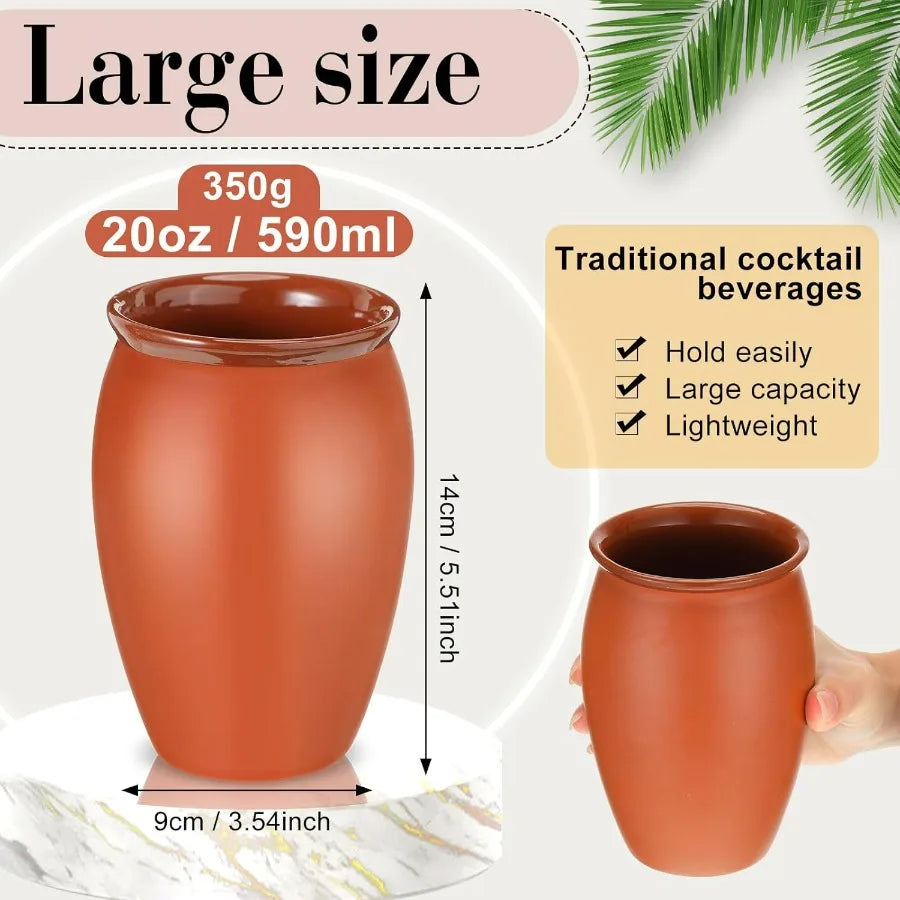 12 Set 20 oz Mexican Clay Cantaritos for Taco Tuesday Fiesta Drinkware: Authentic Handmade Pottery Shooters Cups Ideal for Tequ