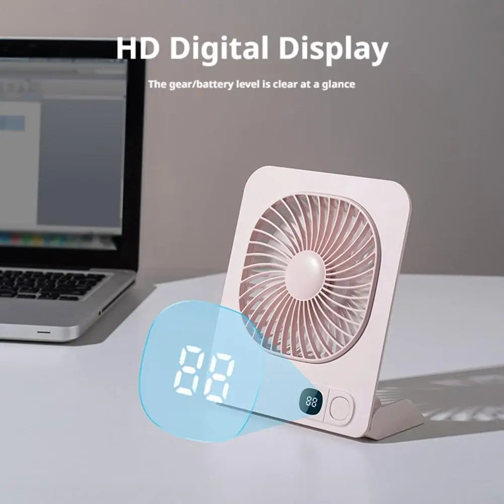 Portable Mini Desk Fan Table Power Display Ultra Quiet Hang Fan For Office Home USB Rechargeable Foldable Table Fan With 5 Gear