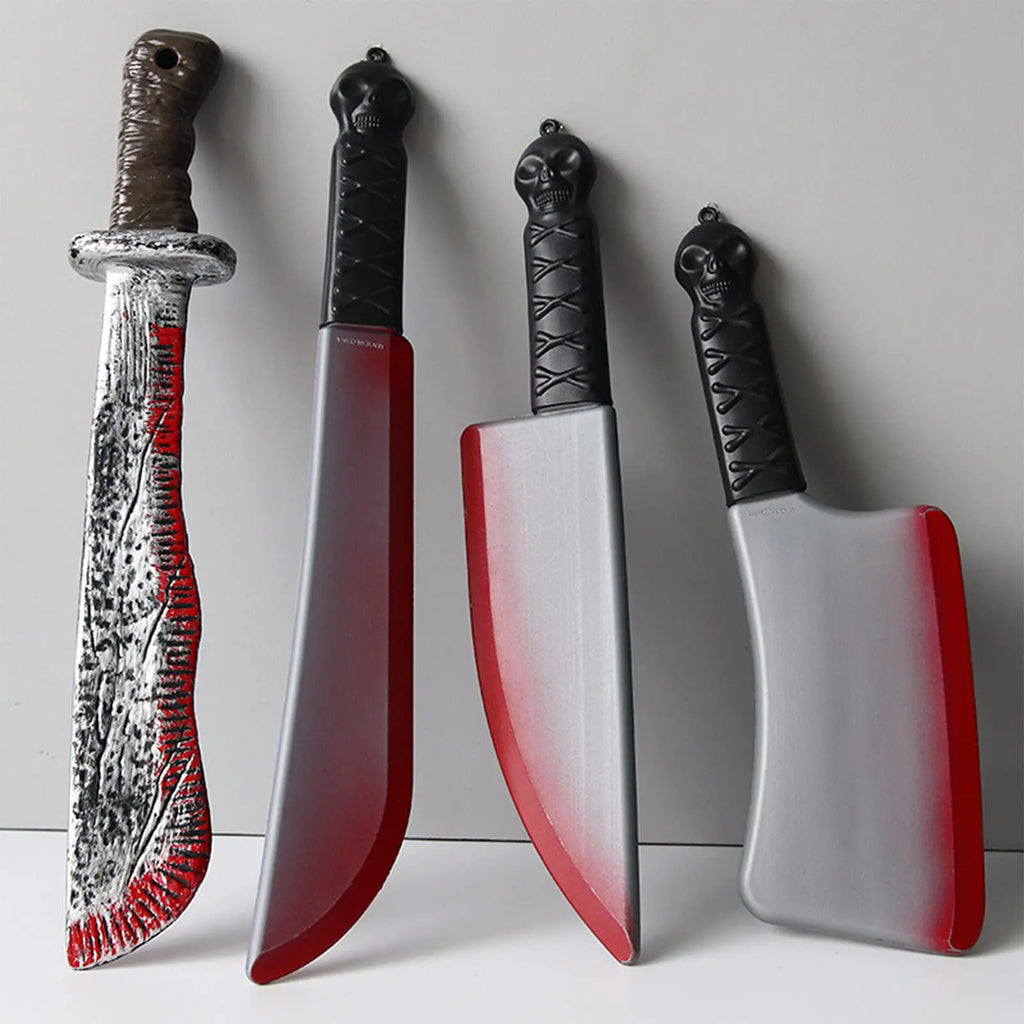 Halloween Party Simulation Plastic Fake Blood Knife Ghost Festival Decoration Toy with Blood Knife Axe Model Holiday Prop