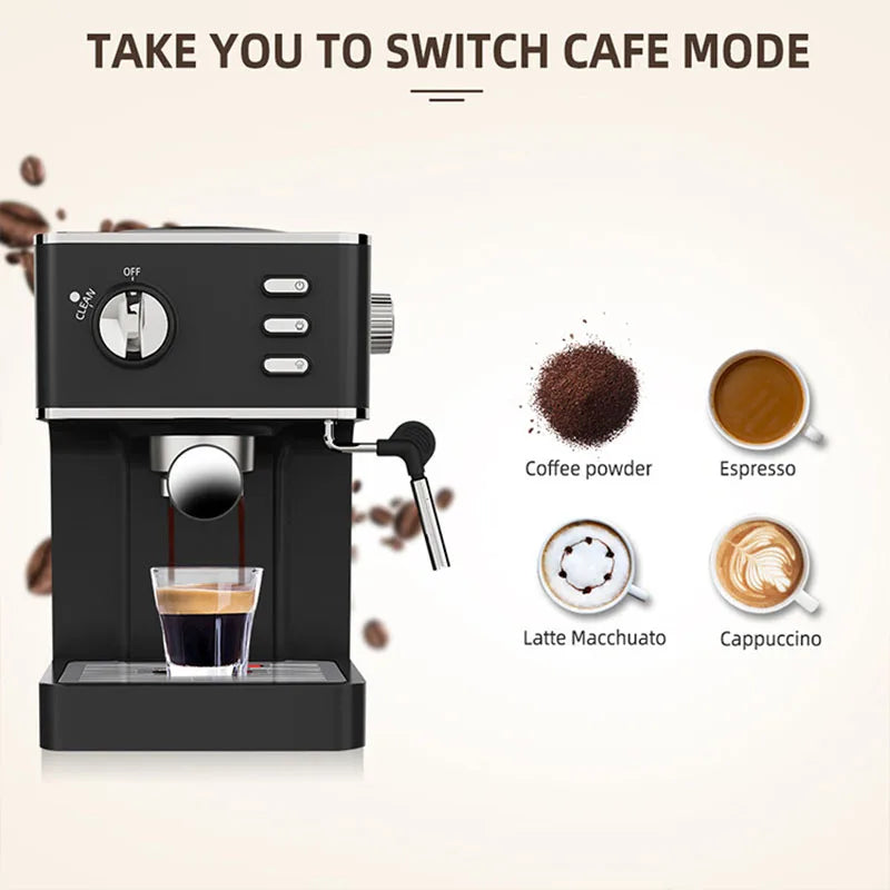 Home Semi-automatic Espresso Machine Small Coffee Machine With Knob Control Milk Frother Electric Coffee For Office