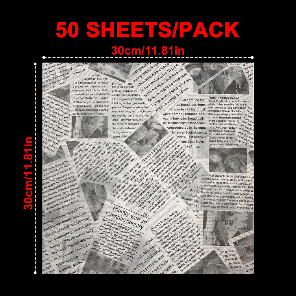 Wax Paper Sheets Grease Resistant Tray Basket Liners Newsprint Paper Water and Grease Proof Sandwich Wrapping Paper for Food