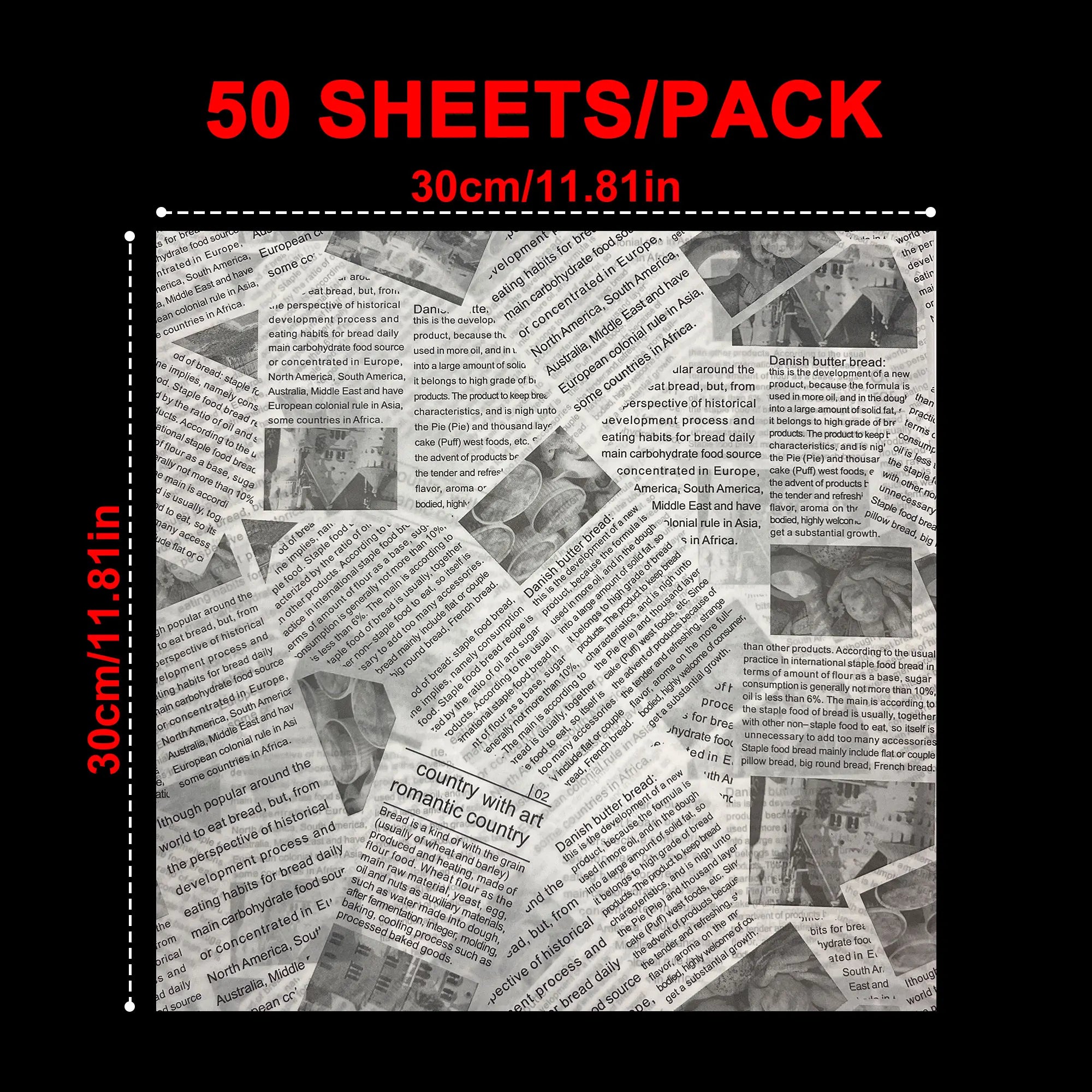 Wax Paper Sheets Grease Resistant Tray Basket Liners Newsprint Paper Water and Grease Proof Sandwich Wrapping Paper for Food