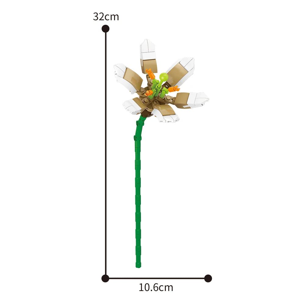 Creativity Potted Plants Bouquet Rose Lily Flower Home Desk Plant Decoration Assemble Building Blocks Bricks Toys Girls Gift