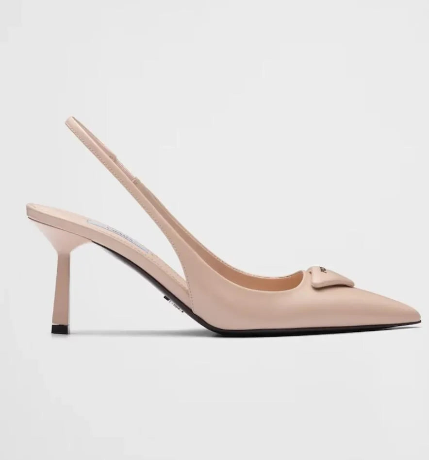Luxury Women Sandals Shoes Patent Leather Slingback Pointed Toe Elegant Bridal Wedding Dress High Heels Lady Pumps Black Nude Wh