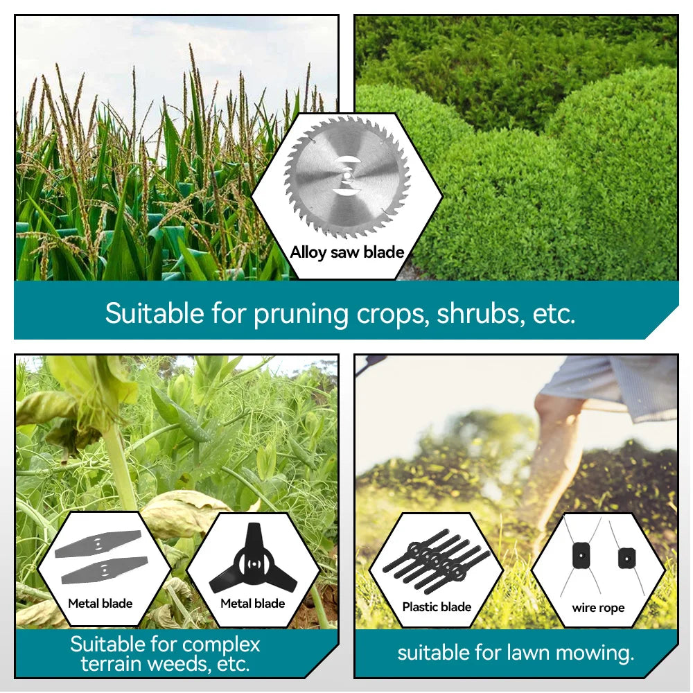 6 Inch 12000RPM Electric Lawn Mower 100-135cm Foldable Trimmer Pruning Cutting Garden Power Tool for Makita Battery Pin