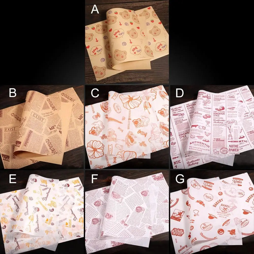Non-stick Newspaper Style Food Wrappers Paper Wrapping Paper Wrapping Paper Wax Paper Oil-proof Baking Paper Food Packaging