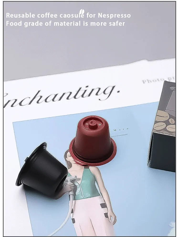 3/6PCS Refillable Reusable Nespresso Coffee Capsule Reutilisable Nespresso Pods with a Spoon a Brush