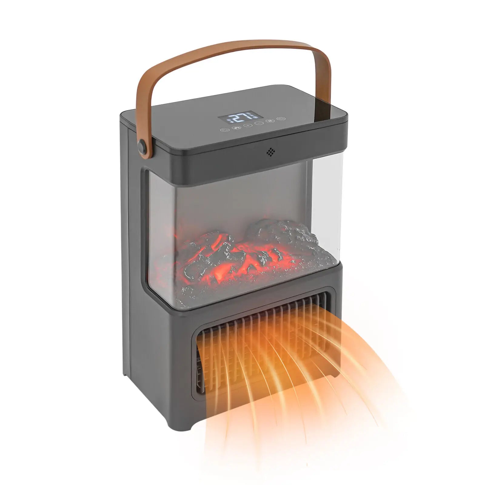 Portable 3D Electric Fireplace Heater 110V 1500W w/ Remote Control - Realistic Flame Effect for Bedroom/Living Room/Office