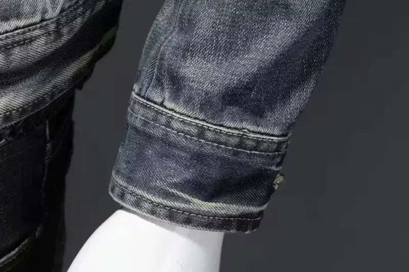 Denim Jackets Men Casual Stand Collar Moto Biker Outerwear Coats Mens Fashion Zippers Motorcycle Streetwear Jacket Male Clothes