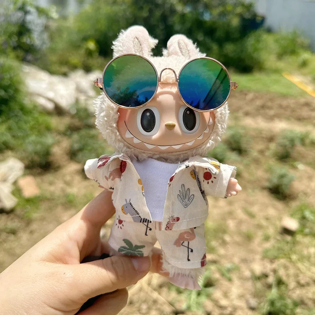 For 17cm Labubu Doll Clothes Beachwear Fashion Clothes With Sunglasses Labubu Clothes Ropa Labubu
