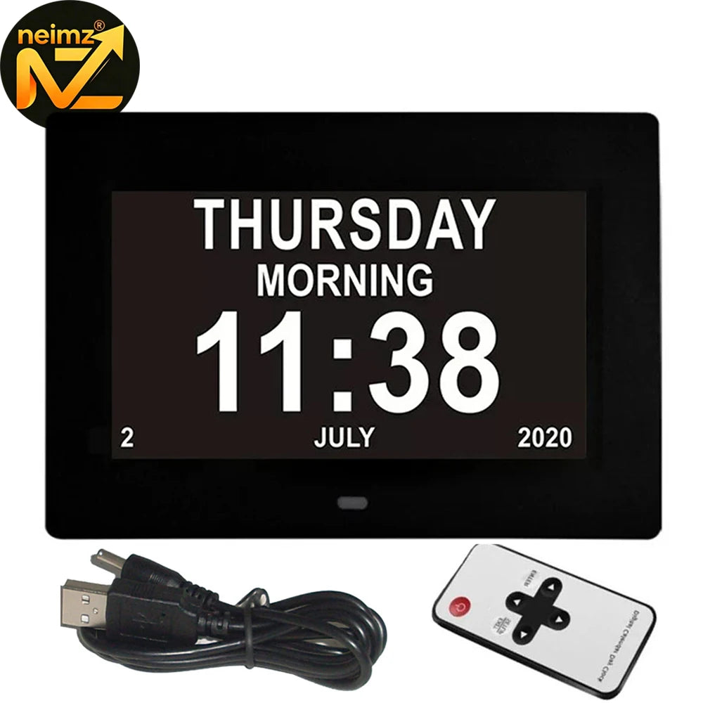 12 Alarms Digital LED Calendar Clock with Multi-Languages to Display. Medicine Time Reminder for Elder.Home Desk Wall Decoration