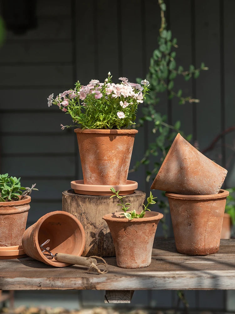 Red Clay Py Plant Pots Ancient Sle Garden Art Handmade Clay Pots Breathable Durable for Succulent Plants Home Decor