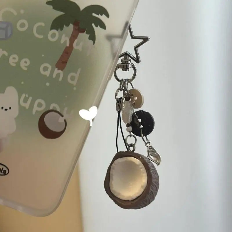 Beaded Coconut Bag Charm for Purses Handbags Bag Accessories Fashion Charms Car Keyrings Gift for Womens Girls