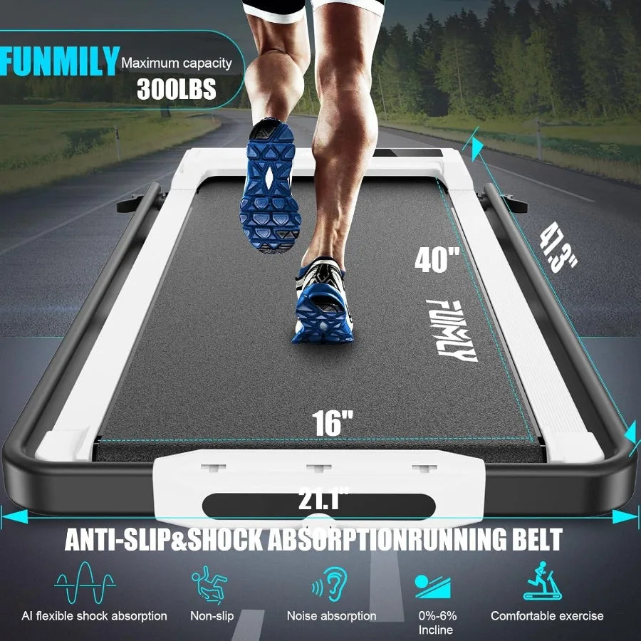 Folding Treadmill with Incline 4in1 Foldable Walking Pad with Handle Bar for Under Desk Use in Home Office Walking Pad with 300