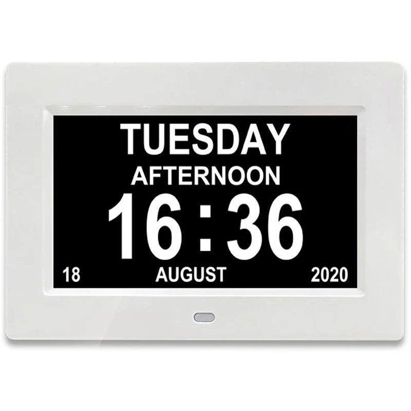 12 Alarms Digital LED Calendar Clock with Multi-Languages to Display. Medicine Time Reminder for Elder.Home Desk Wall Decoration