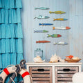 Handcrafted Wooden Ocean Wall Decor Fish Set Coastal Style For Home Bathroom