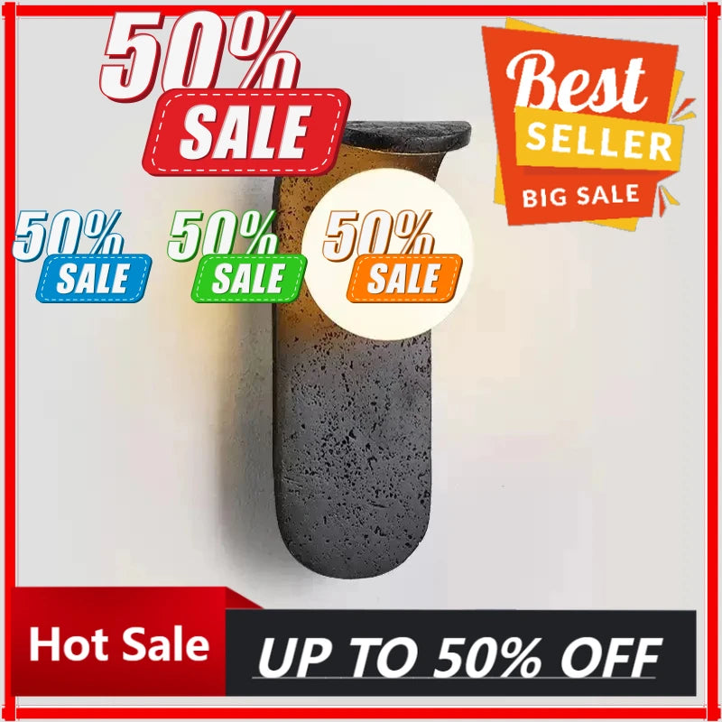 【Fast Delivery】Yellow Cave Stone White Glass LED Wall Lamp Sconce Bedside Foyer Aisle Nordic Modern Creative Stair Light Fixture