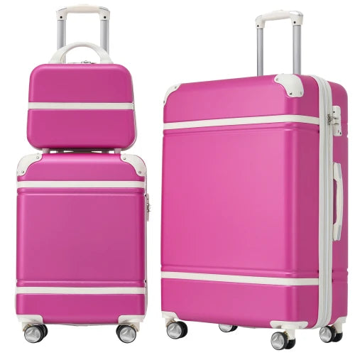 Lightweight Brown Hardshell 3PCS Luggage Set with Cosmetic Case TSA Lock Spinner Wheels 20"+24"
