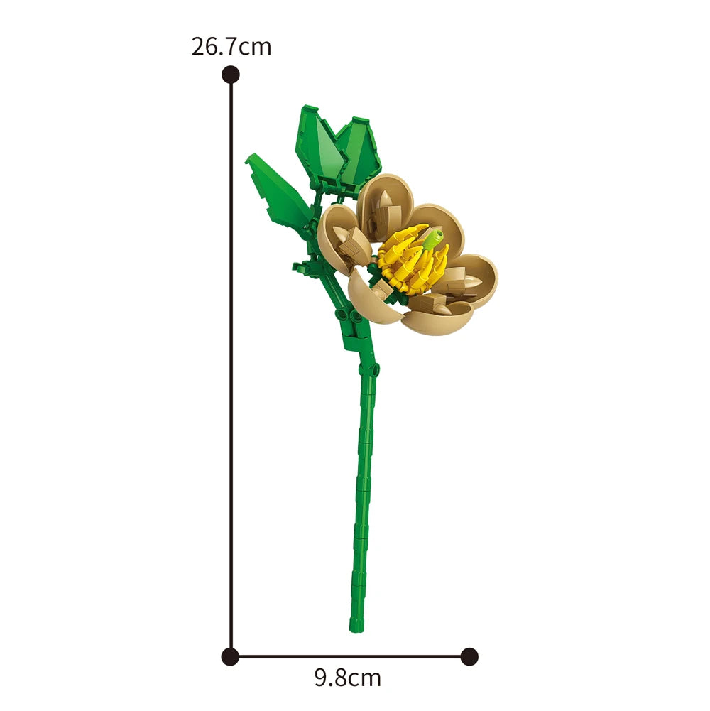 Creativity Potted Plants Bouquet Rose Lily Flower Home Desk Plant Decoration Assemble Building Blocks Bricks Toys Girls Gift