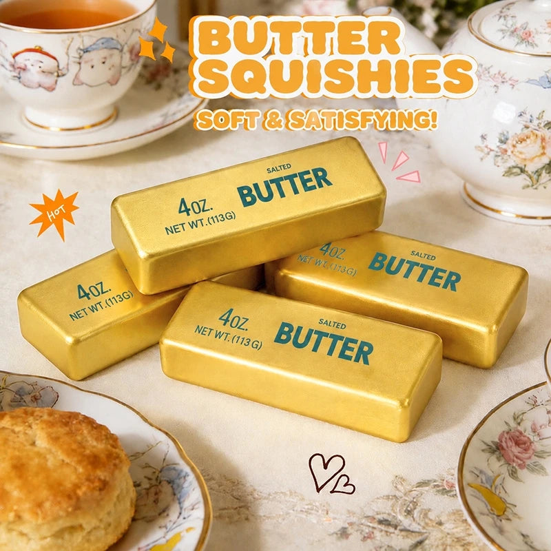 Simulation Cheese Butter Squishy Fidget Toys Squeeze Ornament Anti Stress Squishy Fidget Balls Desk Accessories Party Favors