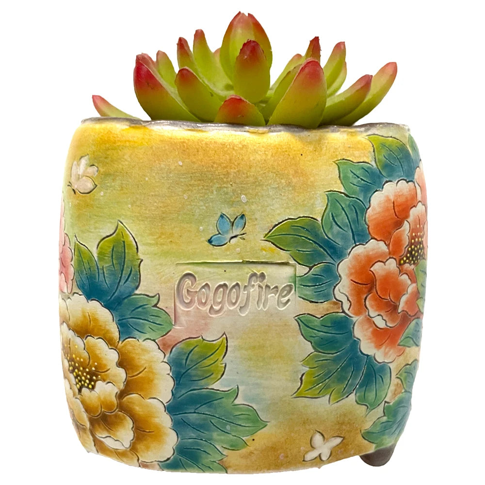 Vintage Hand - Painted Opera Style Succulent Plant Pot, Creative Ceramic Flower Pot for Home Decor