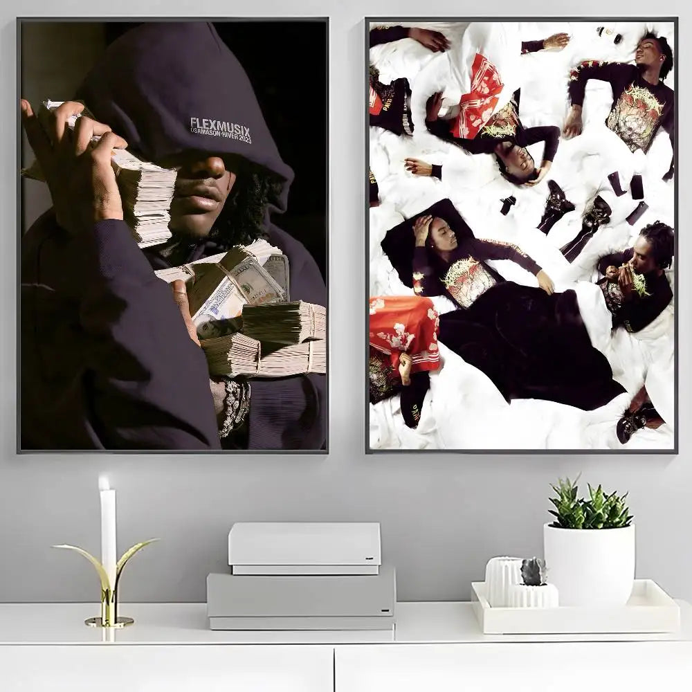 O-OsamaSon Stil Slime RAPPER Poster HD Home Decor Sticky Wall Waterproof Home Living Room Bar Aesthetic Decor
