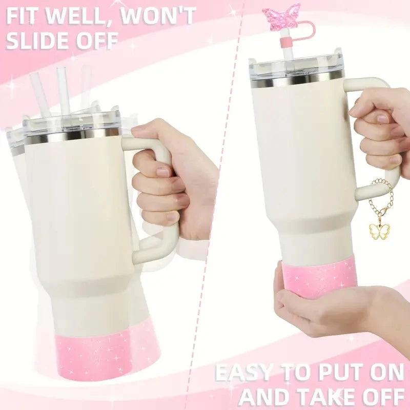 3pcs Cup Accessories Set - Silicone Butterfly Chain, Silicone Boot, and 10mm Straw Covers for Stanley Tumblers 30oz and 40oz