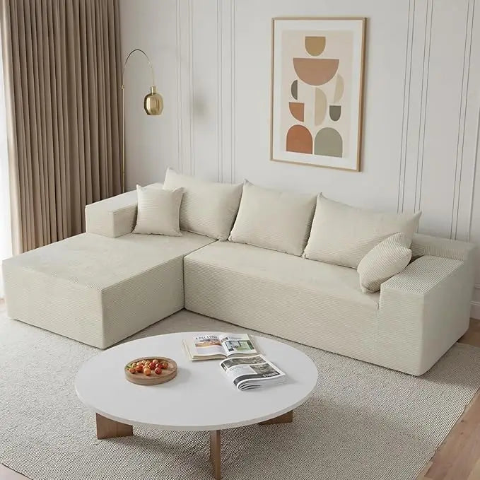 103" L Shaped Sectional Boneless Couch for Living Room, Modern Modular Cloud Sofa with Facing Chaise, Comfy, Customized
