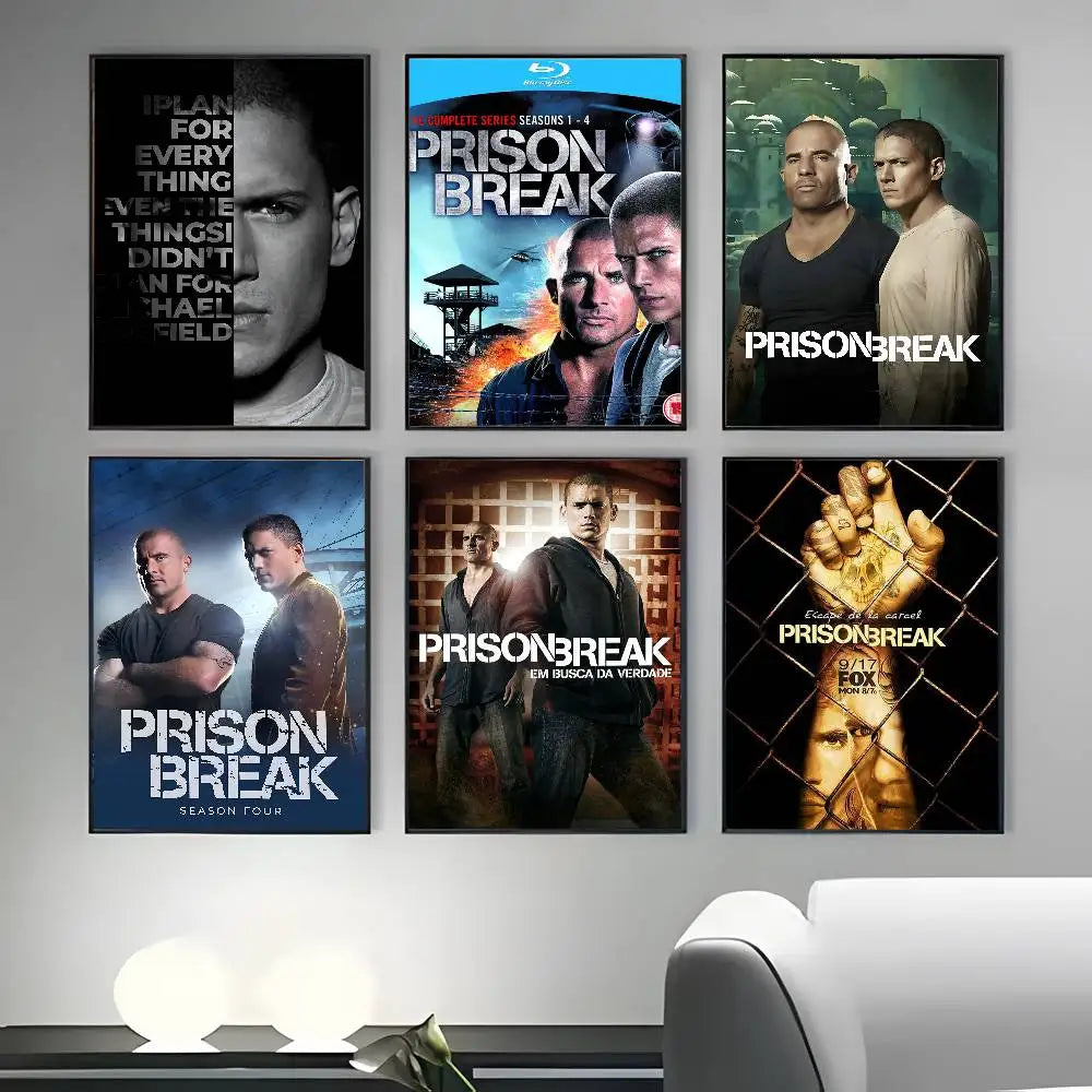 1PC TV P-Prison Break Poster Sticky Wall Art Printing Waterproof Home Living Bed Room Bar Aesthetic Decor
