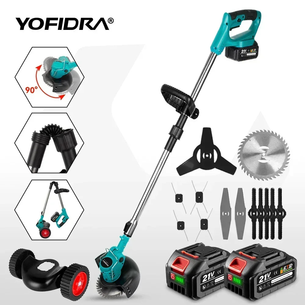 Cordless Electric Lawn Mower Foldable Adjustable Trimmer Efficient Garden Pruning Cutting Power Tools For Makita 18V Battery Pin