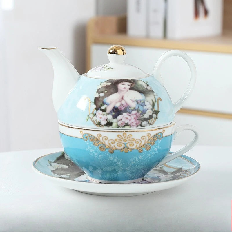 English Afternoon Tea Set, Single Person Mother-Daughter Teapot with Filter, Creative Floral Ceramic Tea Ware