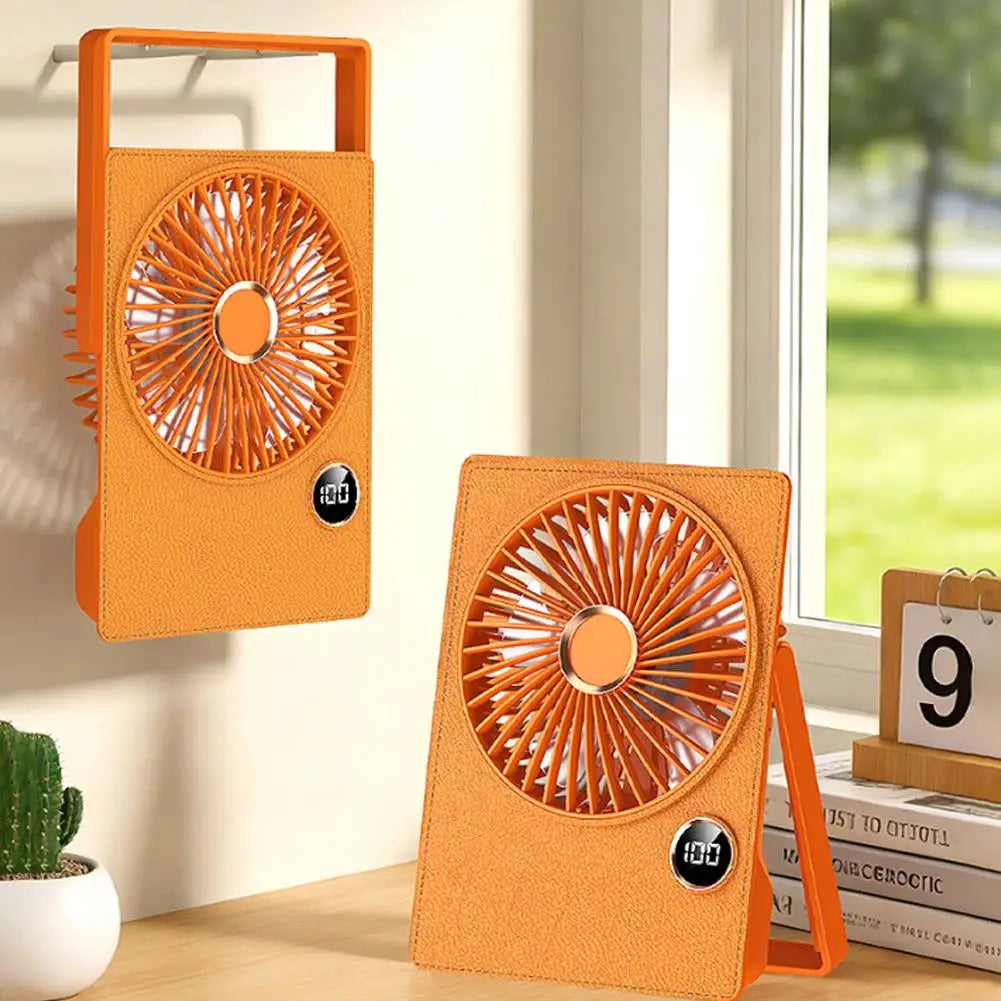 Portable Mini Desk Fan Office Wall Mounted Digital Display High Speed Brushless Motor Type-C Rechargeable Long Battery
