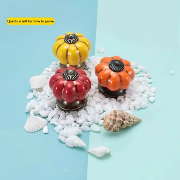 Vintage Ceramic Pumpkin Drawer Knobs Furniture Door Handles Kitchen Cabinet Pulls Closet Wardrobes Handles Accessories
