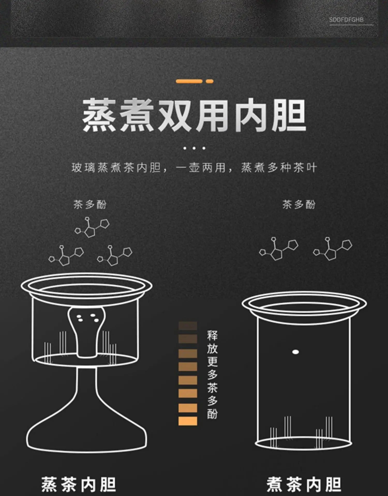Steaming and boiling teapot, heating and boiling tea, glass kettle, household tea set, boiling