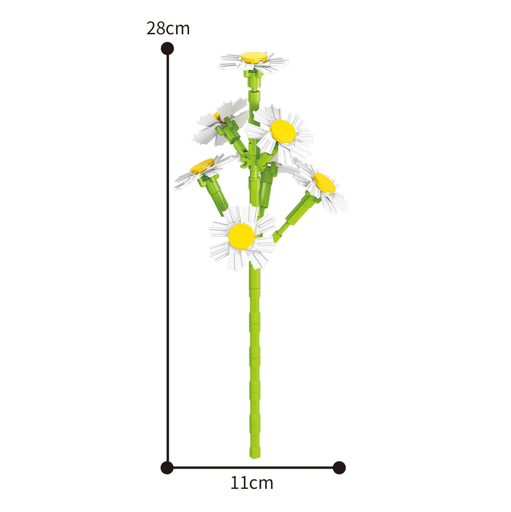 Creativity Potted Plants Bouquet Rose Lily Flower Home Desk Plant Decoration Assemble Building Blocks Bricks Toys Girls Gift