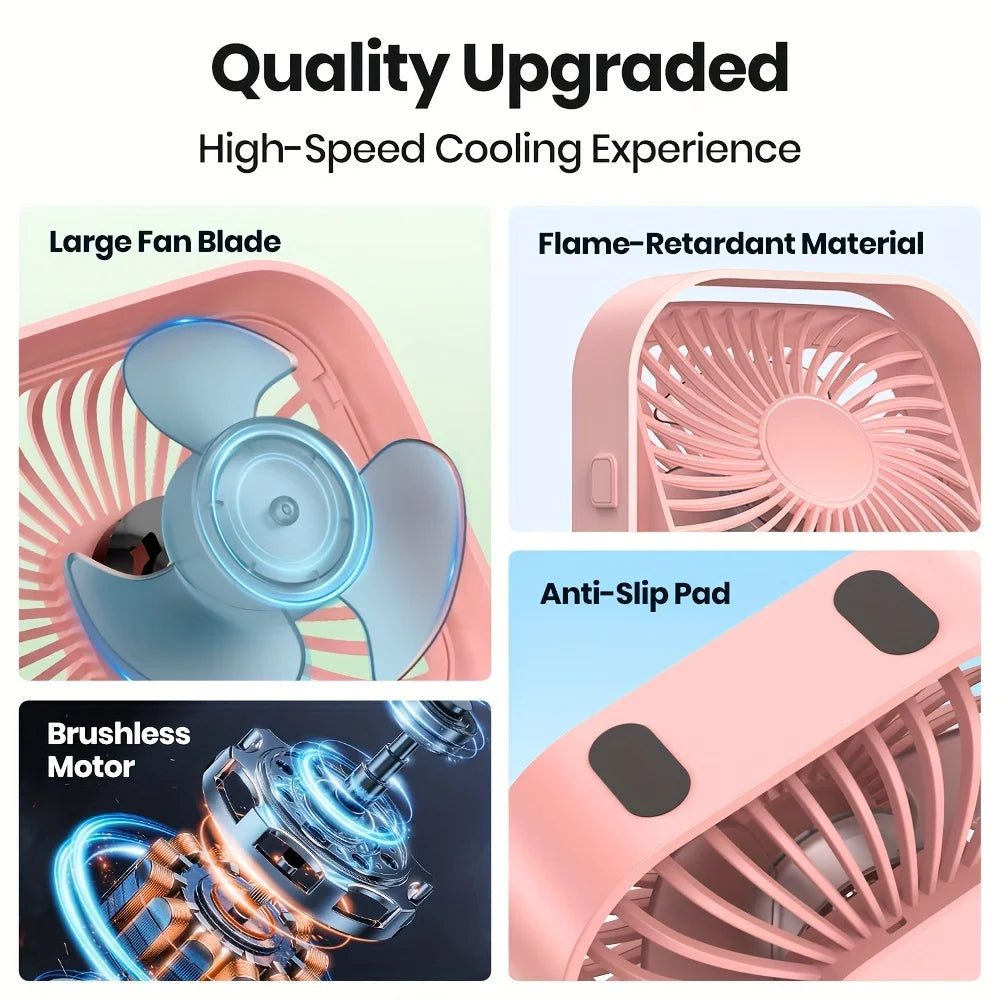 Mini Portable Fan USB Desk Fan Table Strong Airflow &Quiet Operation 3 Speed Wind 360°Rotatable Standing fans for room Home