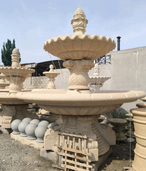Outdoor Modern European Design Water Fountain Hand Carved Travertine Statue for Villas Hotels Garden Products